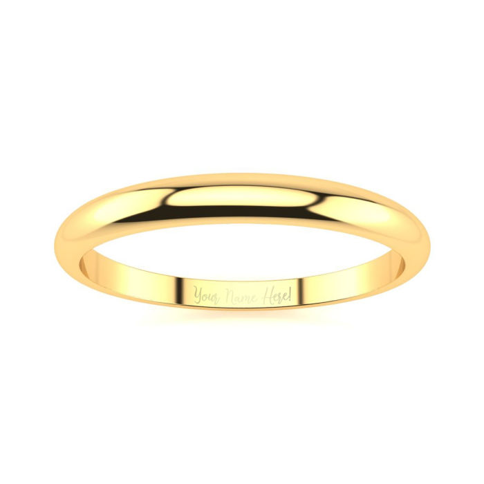 10K Yellow Gold 2MM Heavy Tapered Ladies and Mens Wedding Band, Size 3